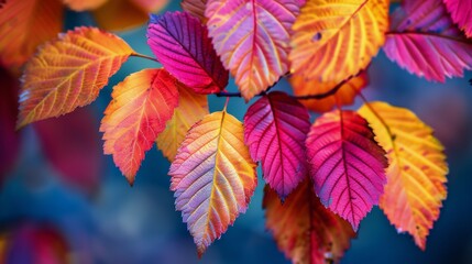 Vibrant Close-Up of Colorful Tree Leaves