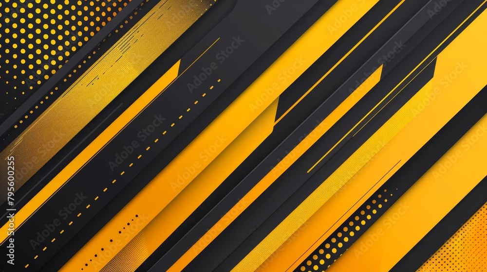 Poster dynamic yellow and black diagonal geometric lines with dotted pattern abstract background