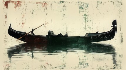 Traditional Venetian gondola against a vibrant abstract backdrop, capturing the essence of Italy - obrazy, fototapety, plakaty