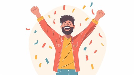 excited and happy winner celebrating success winning mentality concept illustration