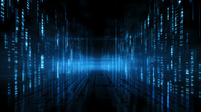 Blue binary code background