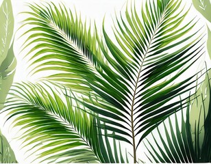 illustration of palm leaves on white background