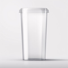 Empty clear plastic disposable cup with lid Realistic packaging mockup template. Front view