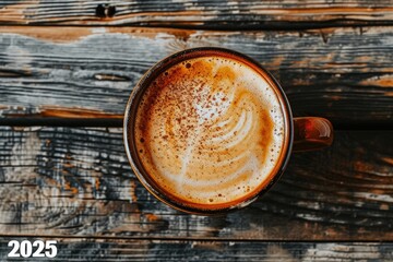 Top View: Latte Art Celebrating 2025