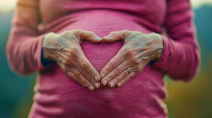 Hands Forming Heart on Belly
