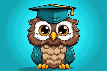 Scholarly Owl on Teal Background