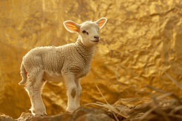 Lamb Symbolizing Jesus Christ - Easter Concept. Generative AI.. Beautiful simple AI generated image in 4K, unique. - obrazy, fototapety, plakaty