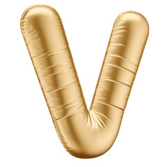 Golden 3D Balloon Letter V with Transparent Background