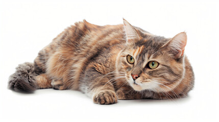 British cat isolated on white,  Maine Coon cat,  pets, lovely cat, clean white background, mockup use, professional photography 