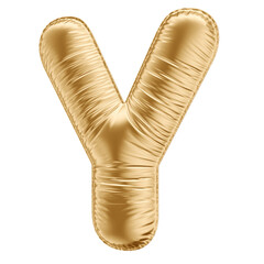 Golden 3D Balloon Letter Y with Transparent Background