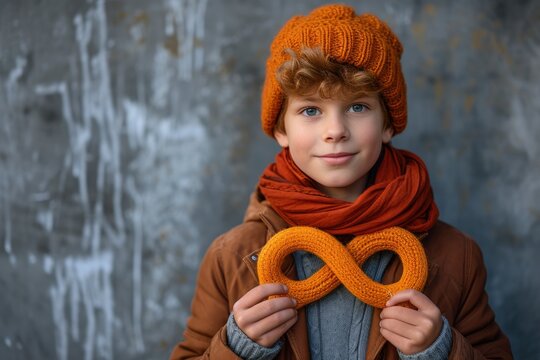 Autism Awareness: Young Caucasian Boy with Colorful Infinity Symbol
