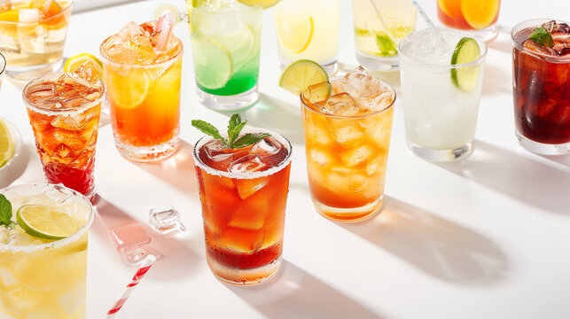 Sunny-day drinks captured in bright images, perfect for outdoor events or vacation promotions.