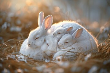 Rabbits family animal mammal rodent.
