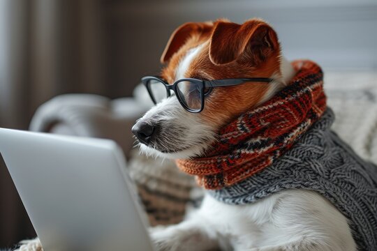 Tech-Savvy Pup: Smart Dog Working Remotely