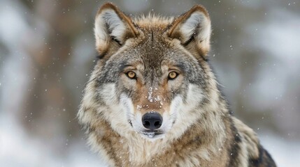 Obraz premium The Lone Wolf in a Snowy Realm. Generative AI