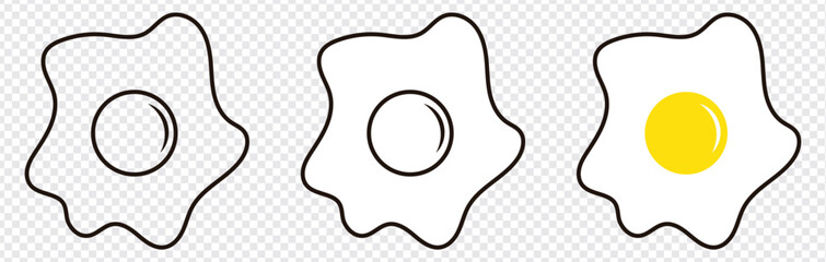 Fried egg icon. Omelet. Outline, black and white and color symbol. vector illustration eps 10