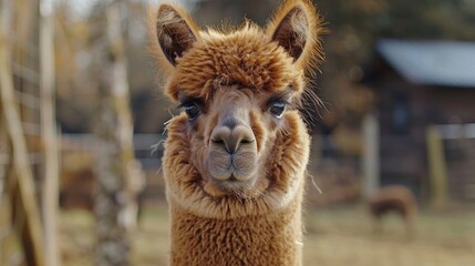 Obraz premium a close-up of an alpaca, The Alpaca’s Portrait. Generative AI