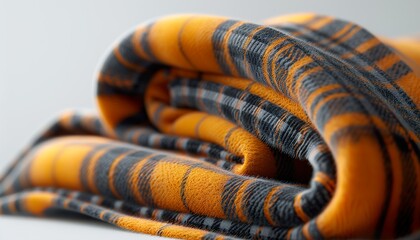 folded warm wool checkered plaid blanket - obrazy, fototapety, plakaty