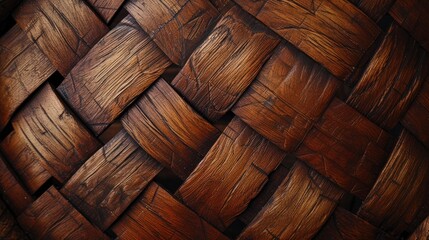 Rustic Charm: Close-up of Wooden Basket Weave