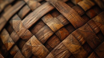 Handcrafted Elegance: Intricate Wooden Basket Texture - obrazy, fototapety, plakaty
