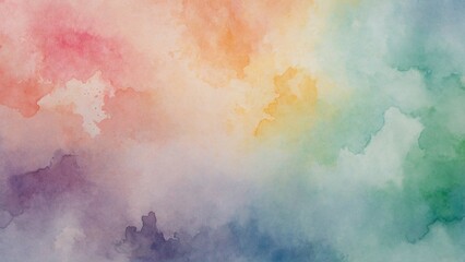 Abstract watercolor background with soft pastel rainbow colors