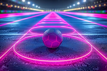 Football or soccer background with glowing line. abstract background for football ad, tournament ad, sport ad, football league ad.  - obrazy, fototapety, plakaty