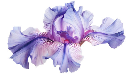  an iris flower, with vibrant purple and pink petals and delicate on a white background - Powered by Adobe