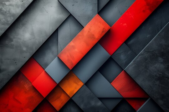 A sleek, minimalist design featuring geometric elements in a striking black and red color scheme. 