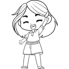 woman heppy hello close eyes outline