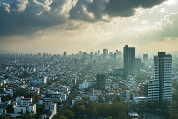 Fototapeta premium Scenery of skyline of Mexico City amidst a bustling day. AI generated