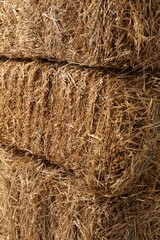 Bales of dried straw as background, closeup