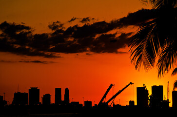 Sunset in downtown Miami, Florida