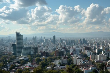 Obraz premium Scenery of skyline of Mexico City amidst a bustling day. AI generated