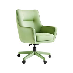 Pistachio green swivel office chair with lumbar support, Transparent Background, PNG Format