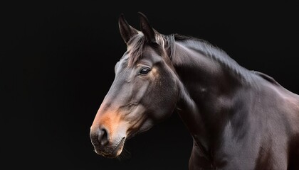 Obraz premium horse close up head on black background