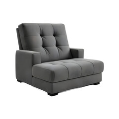 Slate grey convertible chair bed for small spaces, Transparent Background, PNG Format