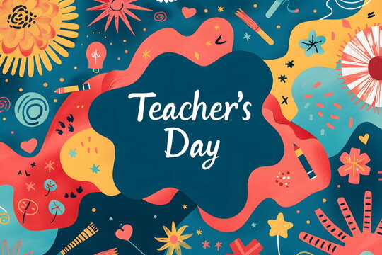 Teacher's Day card design with amazing decoration vector illustration.