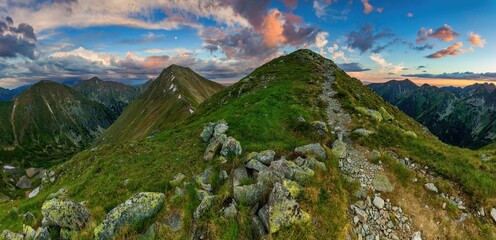Panorama mountains, Otrhance mountain ridge, Western Tatras mountains, Slovak republic. Hiking...