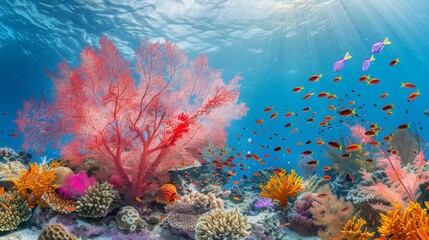 Fototapeta na wymiar Colorful coral reef teeming with vibrant fish