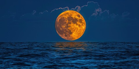 full moon rising over the sea - Powered by Adobe
