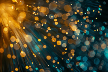 Abstract bokeh background,  fiber optic light with bokeh effect, blue and yellow colors