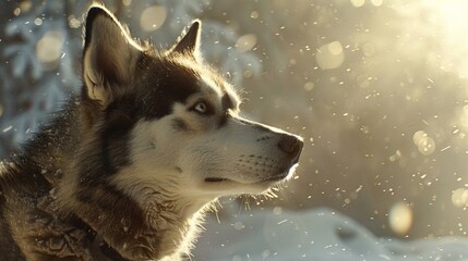 A Magical Moment with a Husky in the Snow. Generative AI