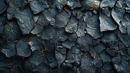   A tight shot of tree bark appearing as if painted black with golden speckles - obrazy, fototapety, plakaty
