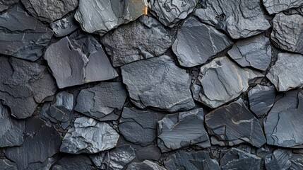   A tight shot of a black and gray rock wall texture