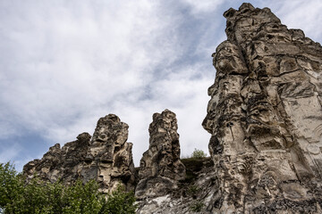 stunning landscapes with chalk cliffs and green meadows in spring in Divnogorye