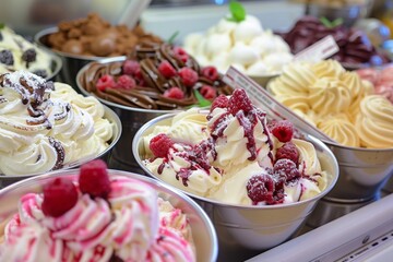 Enjoy a refreshing snack of malted milk ball ice cream in a cone, enriched with vanilla vegan ice cream and soft texture milk, beautifully combined with fig and honey in a creamy sundae dish.