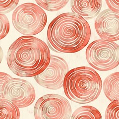 Abstract Watercolor Spiral Patterns on Cream Background