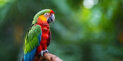 Detailed Photo Of a Parrot Sitting on a Tree In Jungle