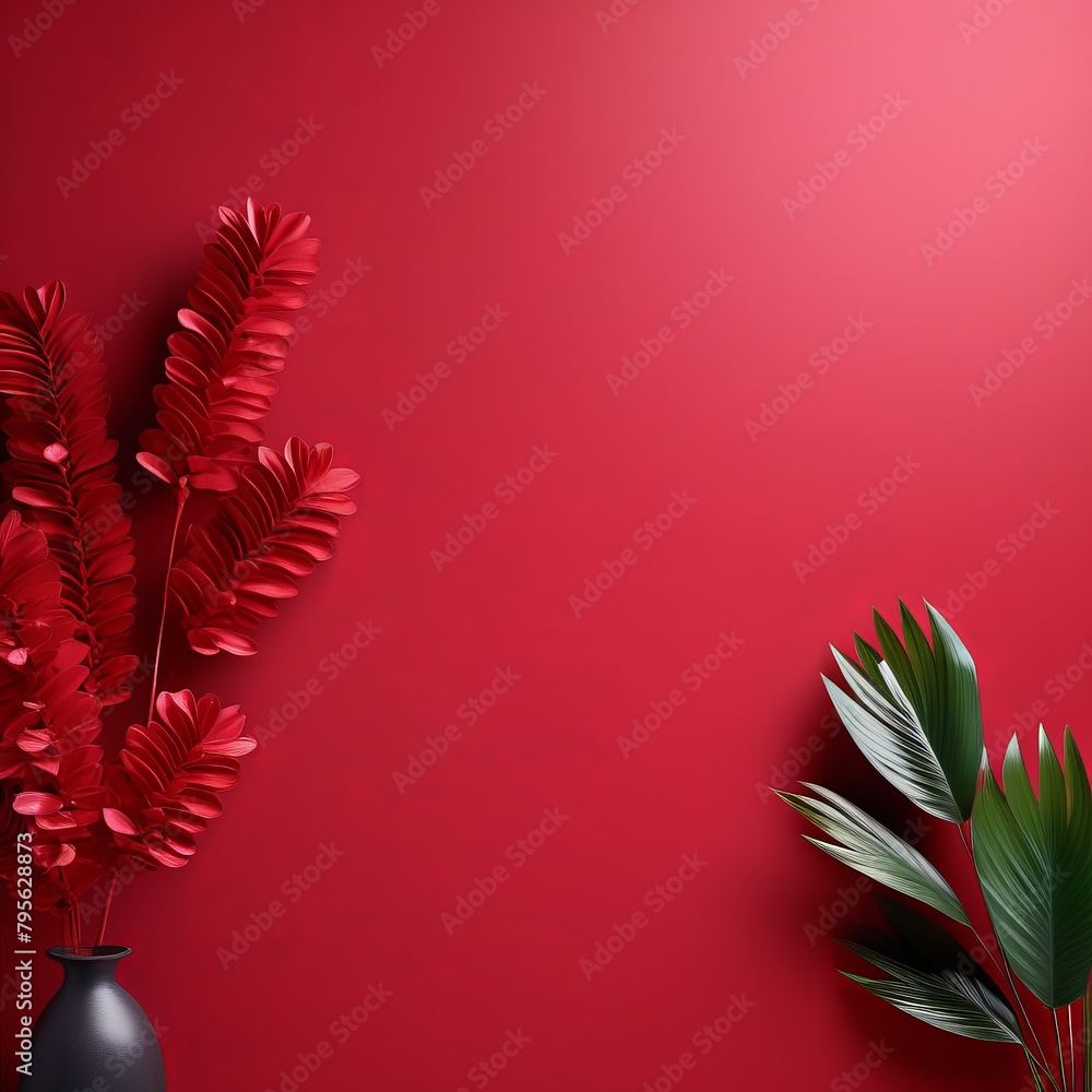 Poster red christmas tree and decorations on a white background