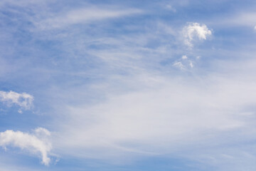 Clear blue sky with white fluffy clouds